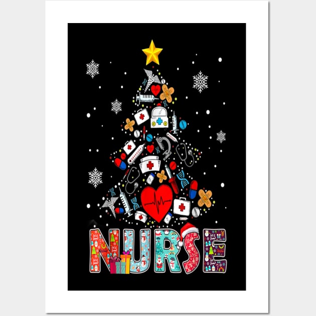 Nurse Christmas Tree Stethoscope Rn Lpn Scrub Nursing Xmas Wall Art by Che Tam CHIPS